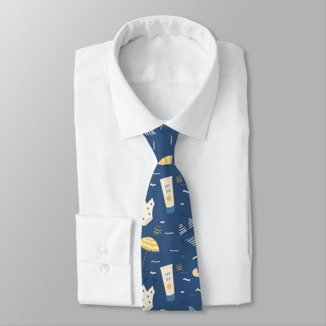 Summer Beach Essentials Pattern (5) Neck Tie (Tied)