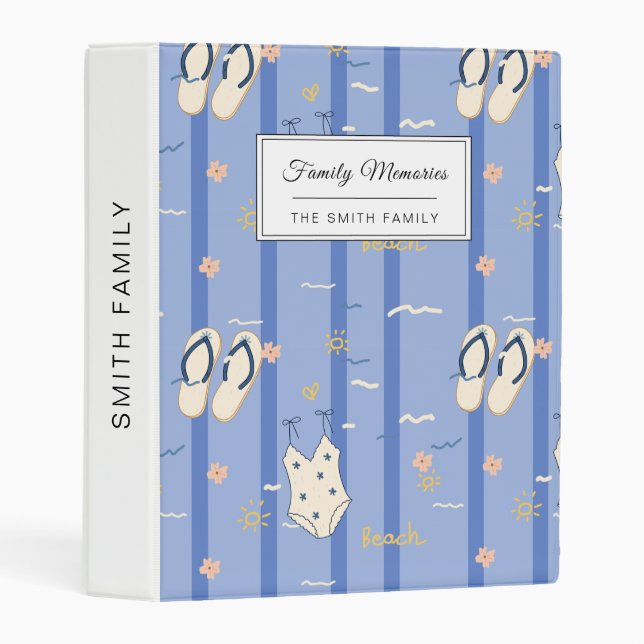 Summer Beach Essentials Pattern (6) Mini Binder (Front/Spine)