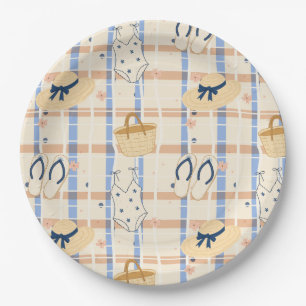 Summer Beach Essentials Pattern (7) Paper Plates