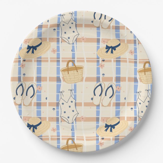 Summer Beach Essentials Pattern (7) Paper Plates (Front)