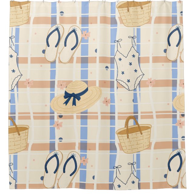 Summer Beach Essentials Pattern (7) Shower Curtain (Front)