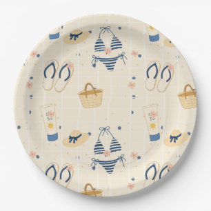 Summer Beach Essentials Pattern (8) Paper Plates
