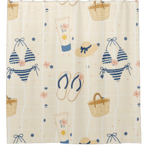 Summer Beach Essentials Pattern (8) Shower Curtain