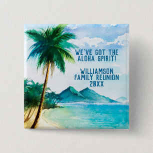 Summer Beach Family Reunion Aloha Gathering Button