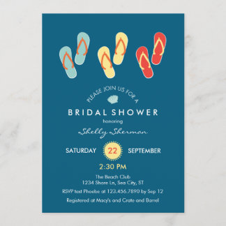 Summer Beach Flip Flops Bridal Shower Invitation