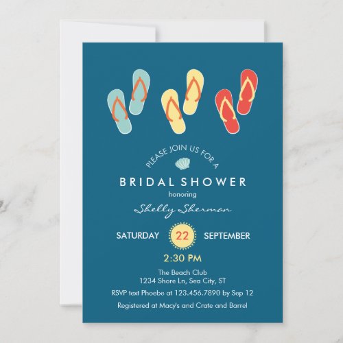 Summer Beach Flip Flops Bridal Shower Invitation
