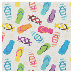 Summer Beach Flip Flops Fabric
