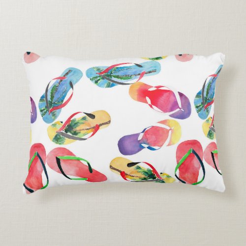 Summer Beach Flip Flops Pattern Accent Pillow