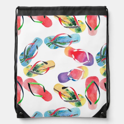 Summer Beach Flip Flops Pattern Drawstring Bag