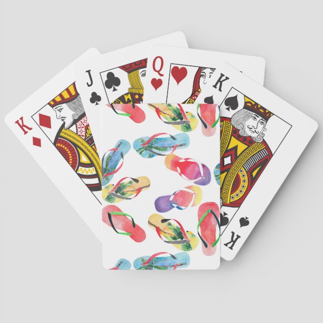 Summer Beach Flip Flops Pattern Poker Cards (Back)