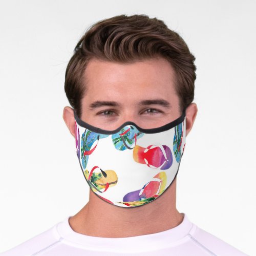 Summer Beach Flip Flops Pattern Premium Face Mask