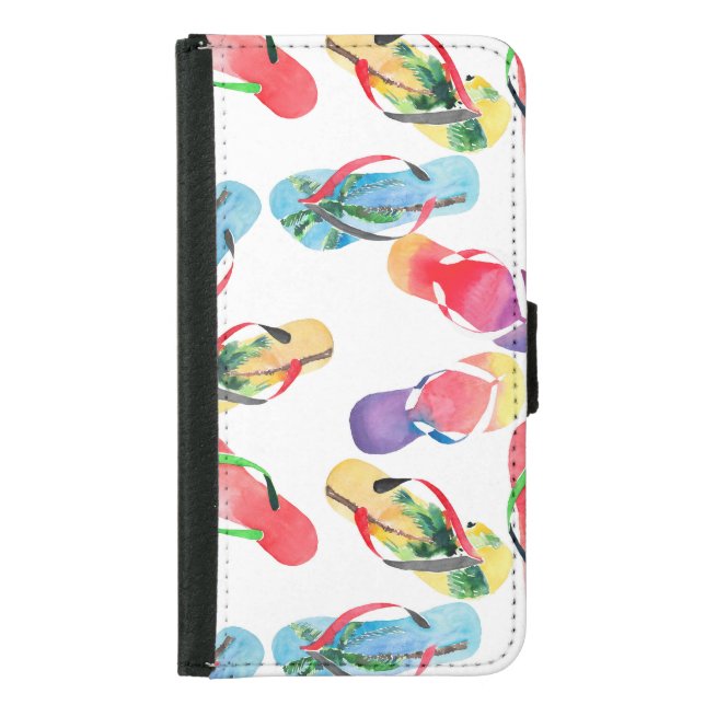 Summer Beach Flip Flops Pattern Samsung Galaxy Wallet Case (Front)