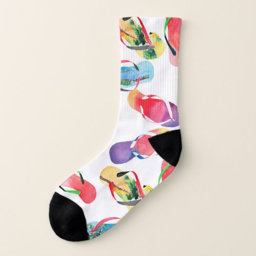 Summer Beach Flip Flops Pattern Socks