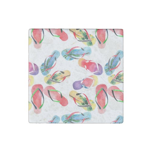 Summer Beach Flip Flops Pattern Stone Magnet