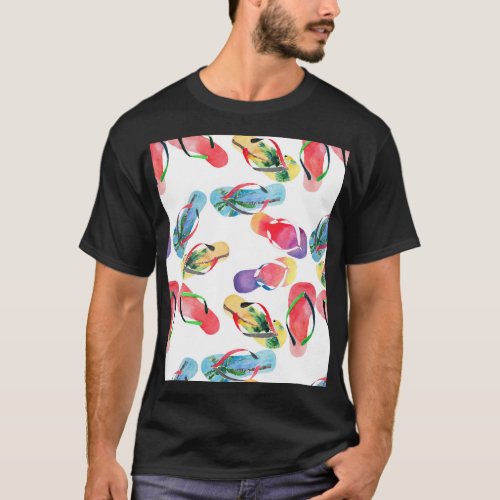 Summer Beach Flip Flops Pattern T_Shirt