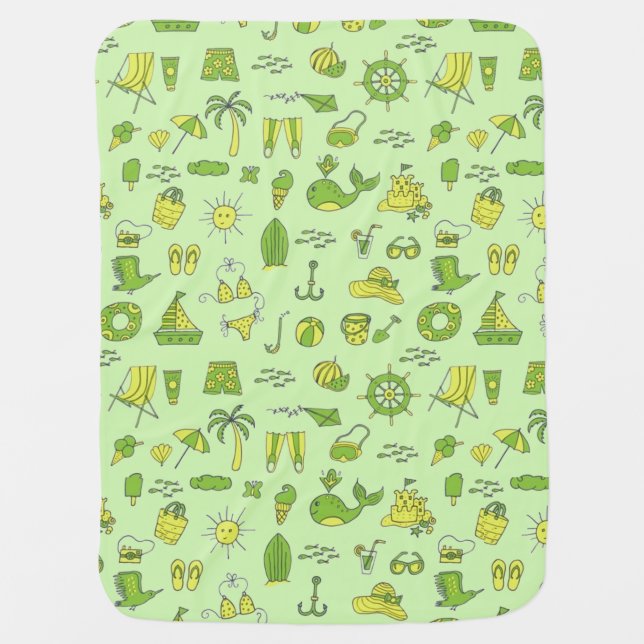 Summer Beach Fun Baby Blanket (Front)