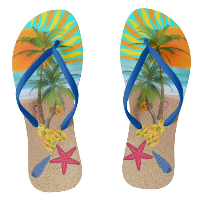 Summer Beach Fun Flip Flops (Footbed)