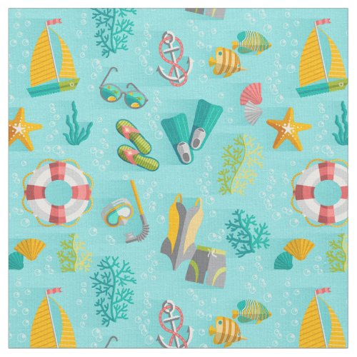 Summer Beach Fun Pattern Fabric