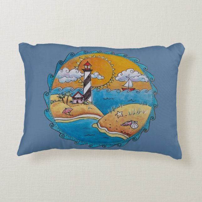 Summer beach fun sunny seashore coastal accent pillow (Back)