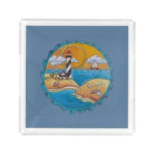 Summer beach fun sunny seashore coastal acrylic tray