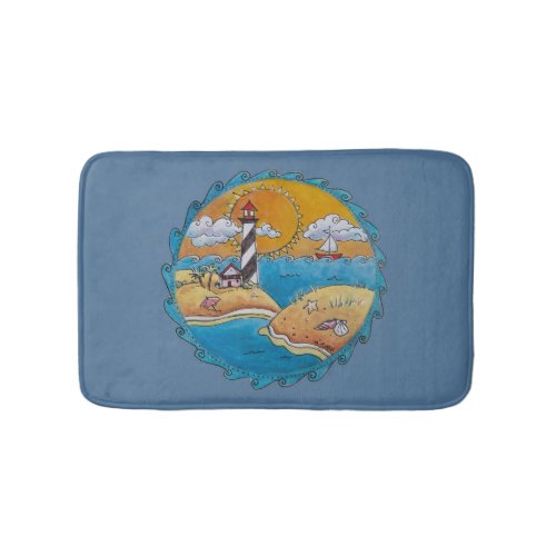 Summer beach fun sunny seashore coastal bath mat