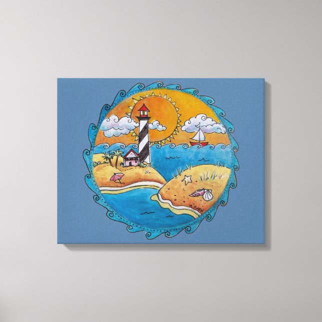 Summer beach fun sunny seashore coastal canvas print (Front)