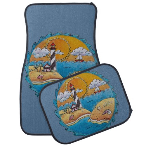 Summer beach fun sunny seashore coastal car floor mat