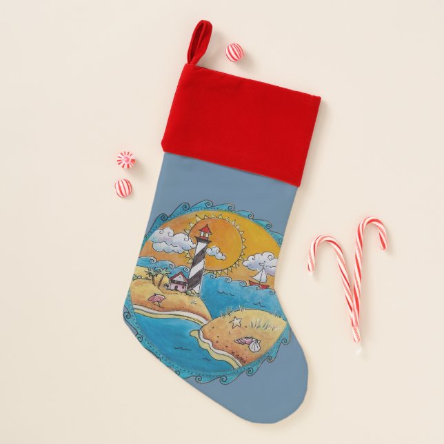 Summer beach fun sunny seashore coastal christmas stocking (Front)