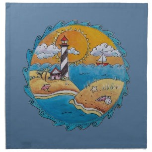 Summer beach fun sunny seashore coastal cloth napkin