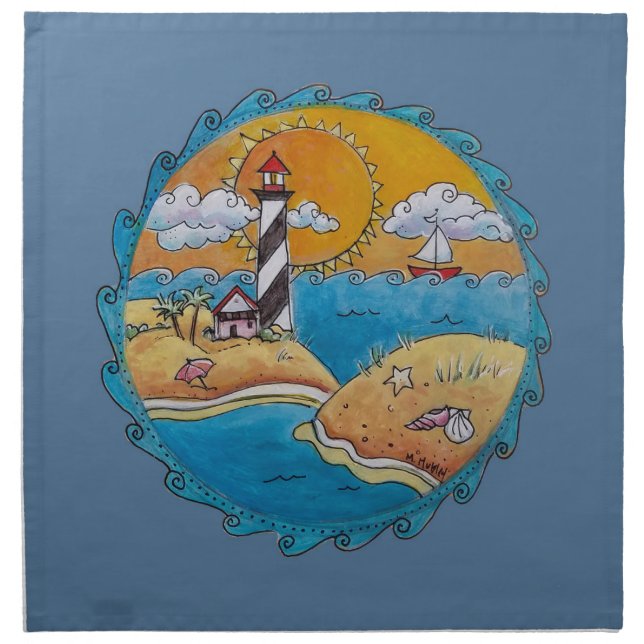 Summer beach fun sunny seashore coastal cloth napkin (Front)