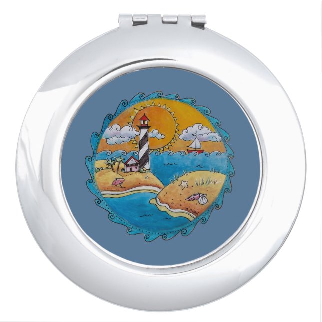 Summer beach fun sunny seashore coastal compact mirror (Front)