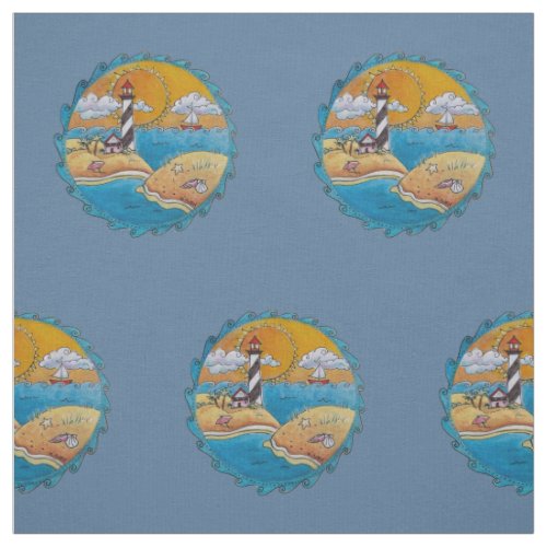 Summer beach fun sunny seashore coastal fabric