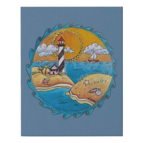 Summer beach fun sunny seashore coastal faux canvas print