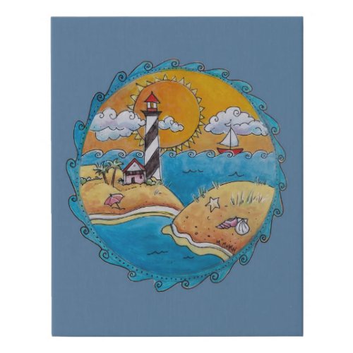 Summer beach fun sunny seashore coastal faux canvas print