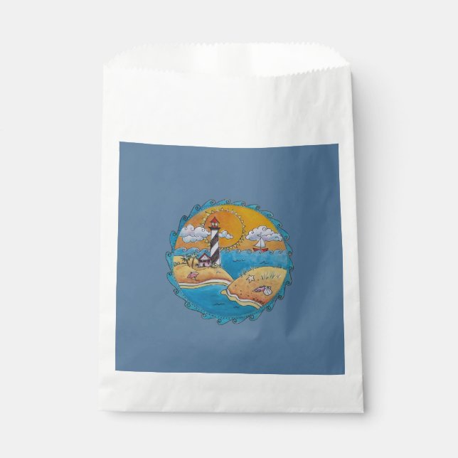 Summer beach fun sunny seashore coastal favor bag (Front)