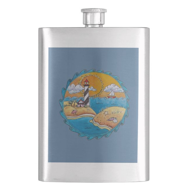 Summer beach fun sunny seashore coastal flask (Front)