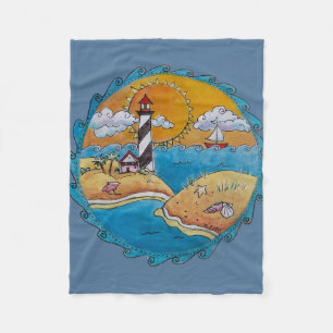 Summer beach fun sunny seashore coastal fleece blanket