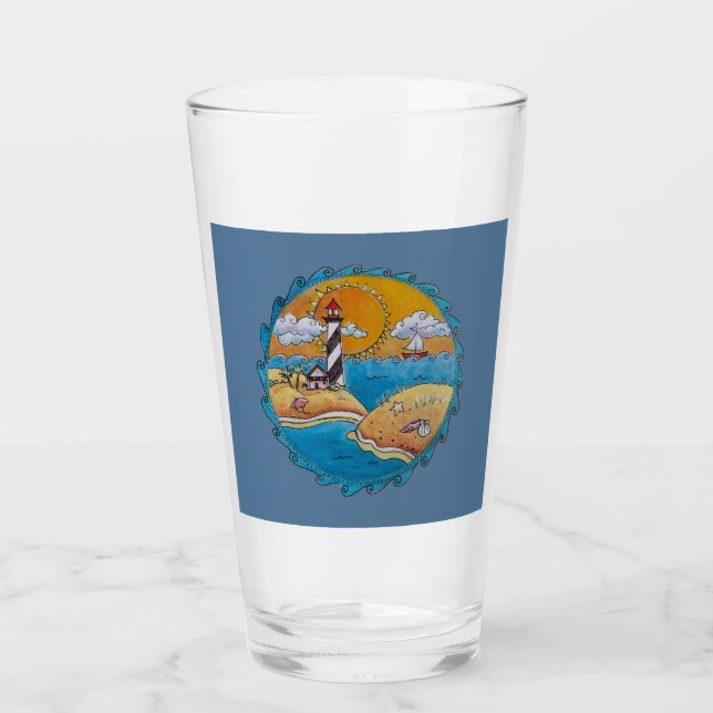 Summer beach fun sunny seashore coastal glass (Front)