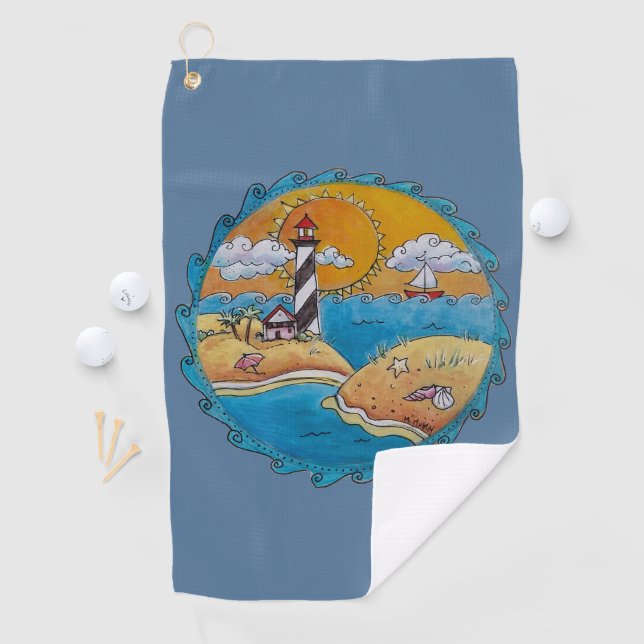 Summer beach fun sunny seashore coastal golf towel (InSitu)