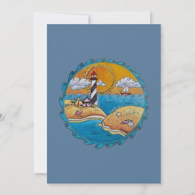 Summer beach fun sunny seashore coastal invitation (Back)