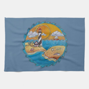 Summer beach fun sunny seashore coastal kitchen towel