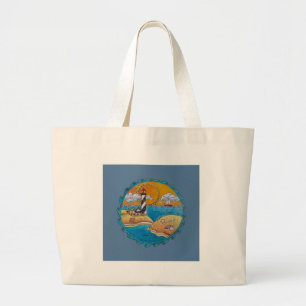 Summer beach fun sunny seashore coastal large tote bag