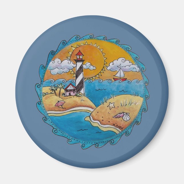 Summer beach fun sunny seashore coastal magnet (Front)
