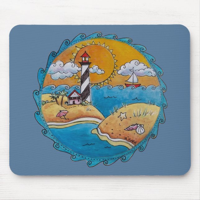 Summer beach fun sunny seashore coastal mouse pad (Front)