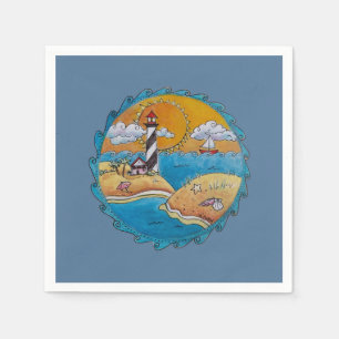 Summer beach fun sunny seashore coastal napkins