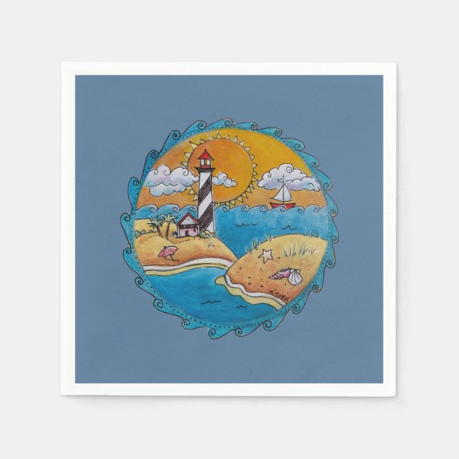 Summer beach fun sunny seashore coastal napkins (Front)