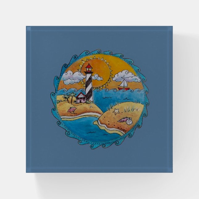 Summer beach fun sunny seashore coastal paperweight (Front)