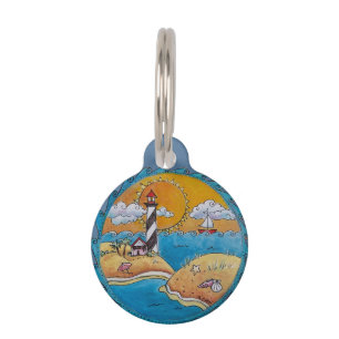 Summer beach fun sunny seashore coastal pet ID tag