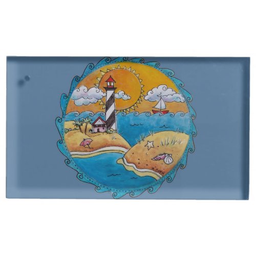 Summer beach fun sunny seashore coastal place card holder