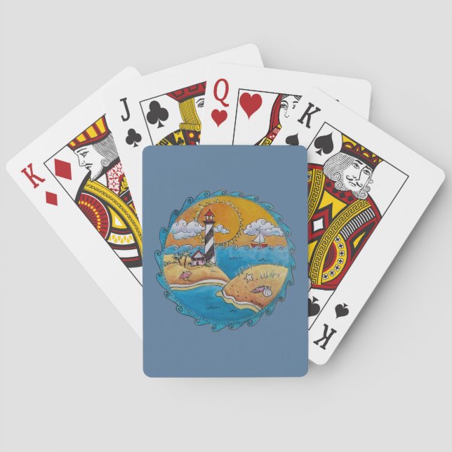 Summer beach fun sunny seashore coastal poker cards (Back)